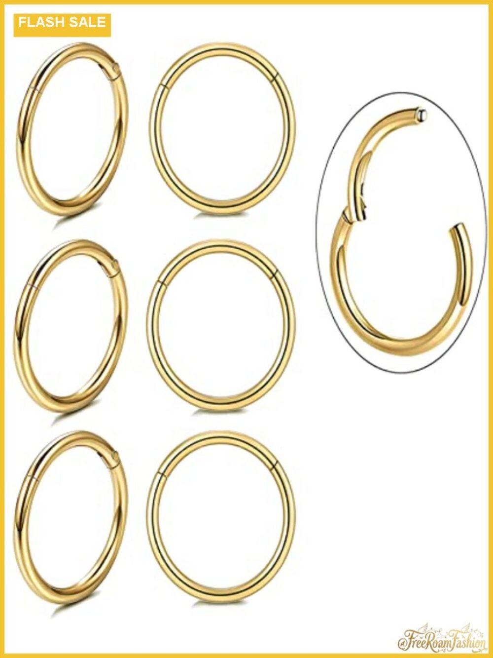 18K Gold Plated Surgical Steel Mini Huggie Hoop Earrings Set of 6
